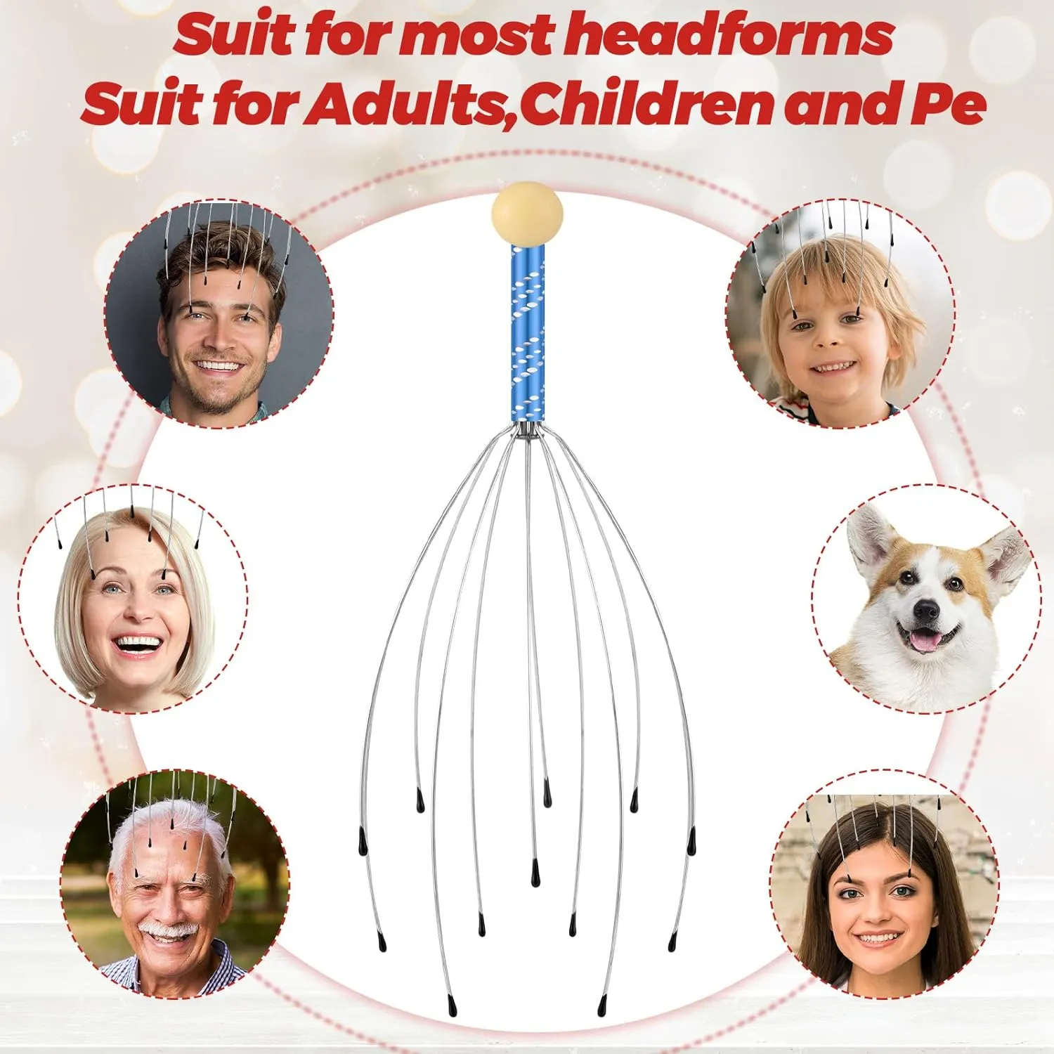 0253 Scalp Massagers, Handheld Head Massage Tingler, Scratcher for Deep Relaxation, Hair Stimulation and Stress Relief