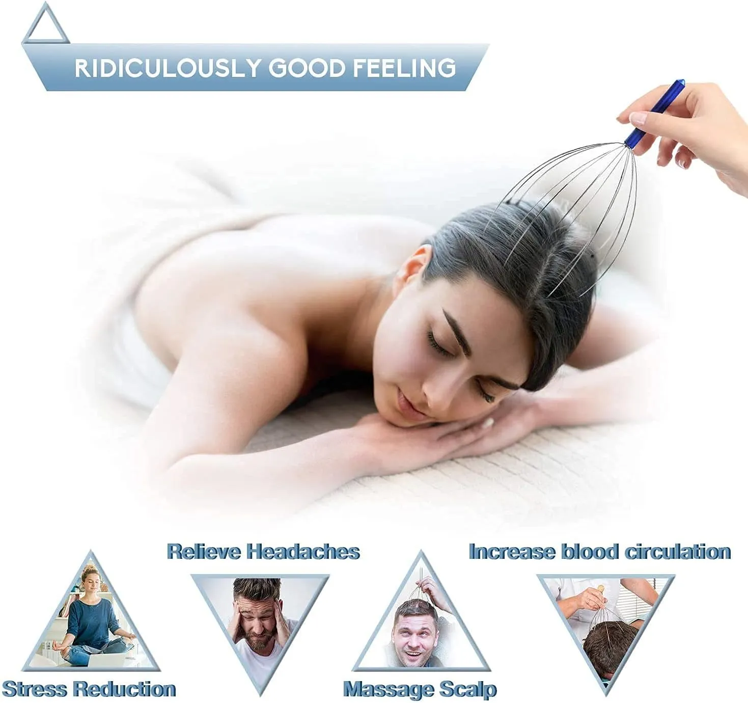 0253 Scalp Massagers, Handheld Head Massage Tingler, Scratcher for Deep Relaxation, Hair Stimulation and Stress Relief