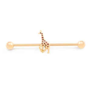14g 1-1/2” PVD Gold African Giraffe Industrial Barbell