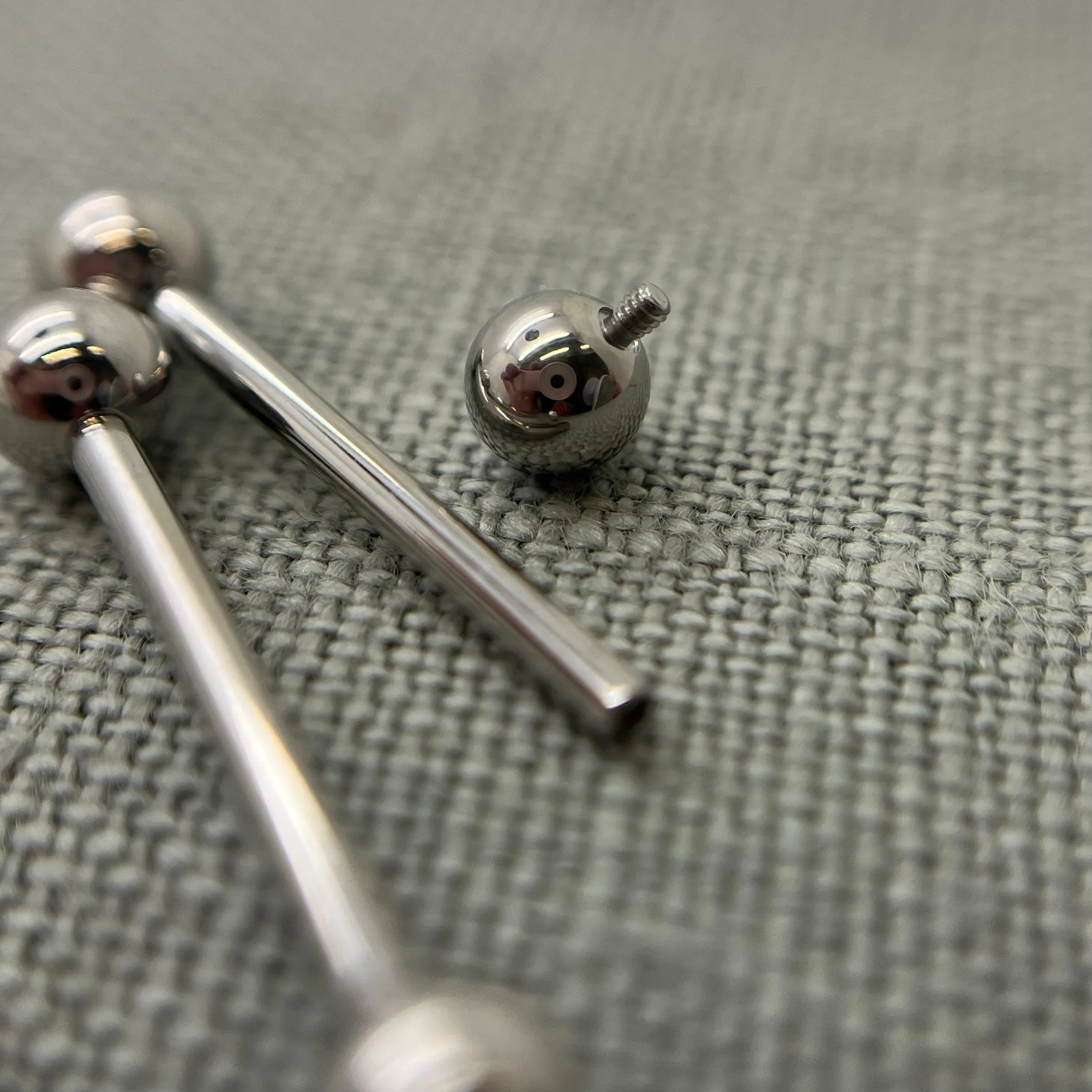 14g Stainless Steel Barbell. CLEARANCE, handpolished,  Internally Threaded. SAVE MONEY 💰