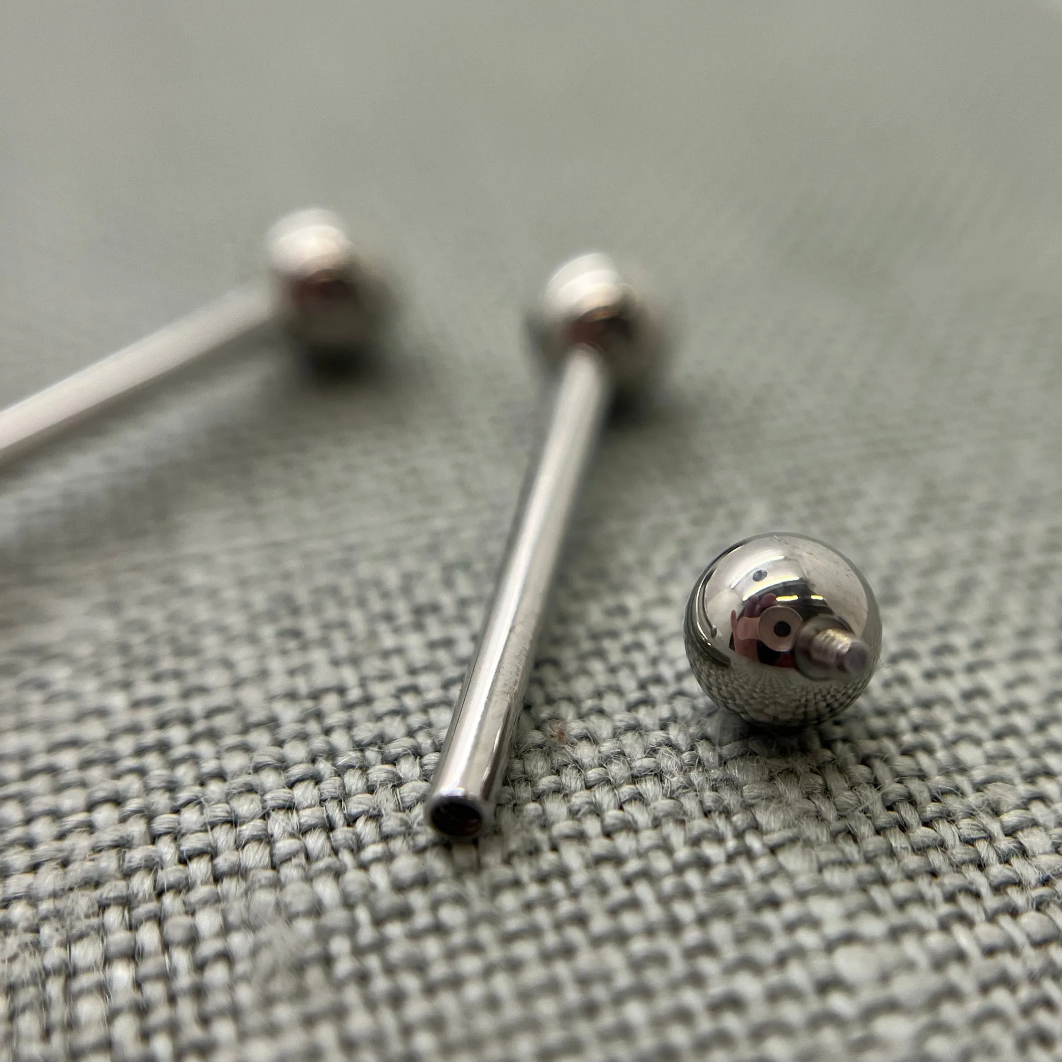 14g Stainless Steel Barbell. CLEARANCE, handpolished,  Internally Threaded. SAVE MONEY 💰