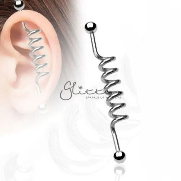 14GA 316L Surgical Steel Spring Industrial Barbells
