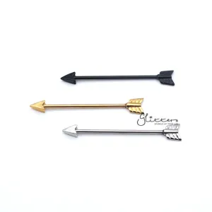 14GA Surgical Steel Arrow Industrial Barbells - Gold | Black