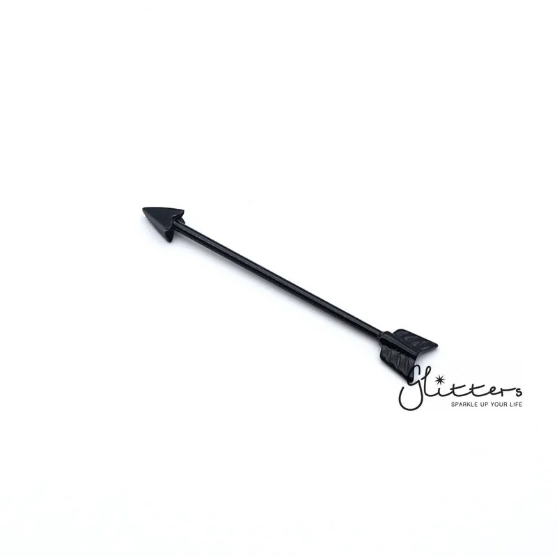 14GA Surgical Steel Arrow Industrial Barbells - Gold | Black