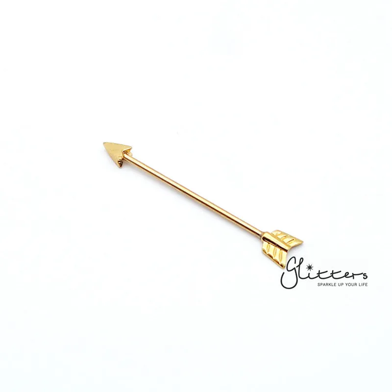 14GA Surgical Steel Arrow Industrial Barbells - Gold | Black