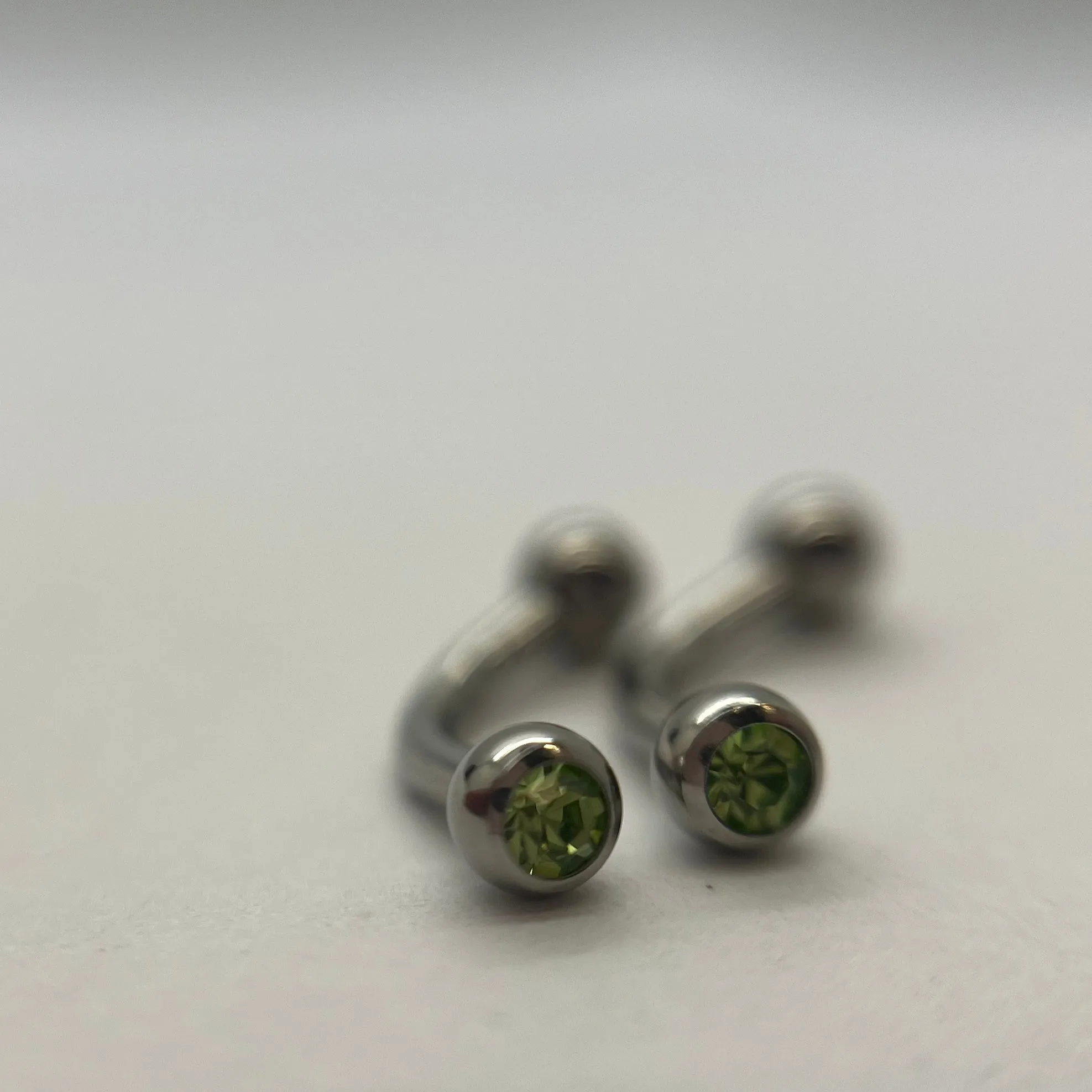 16g 5/16 Stainless Steel Curved Barbell with CZ (8mm) perfect for eyebrow piercings