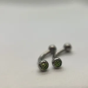 16g 5/16 Stainless Steel Curved Barbell with CZ (8mm) perfect for eyebrow piercings