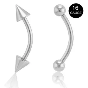 16GA 316L Surgical Steel Curved Eyebrow with Balls & Spikes