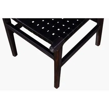 19 Inch Dining Chair, Black Leather Crossed Design, Iron Legs, Set of 2 By Casagear Home
