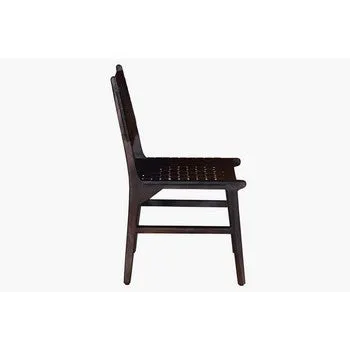 19 Inch Dining Chair, Black Leather Crossed Design, Iron Legs, Set of 2 By Casagear Home