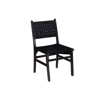 19 Inch Dining Chair, Black Leather Crossed Design, Iron Legs, Set of 2 By Casagear Home