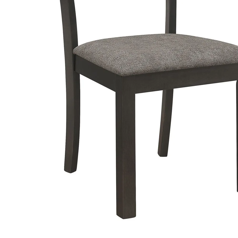 20 Inch Ladderback Dining Chair, Set of 2, Gray Fabric, Stained Black Frame By Casagear Home