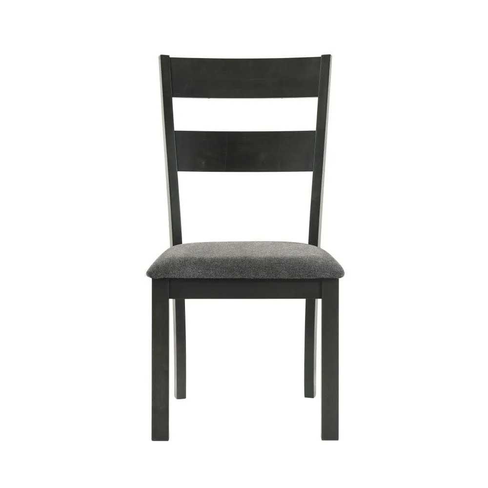 20 Inch Ladderback Dining Chair, Set of 2, Gray Fabric, Stained Black Frame By Casagear Home