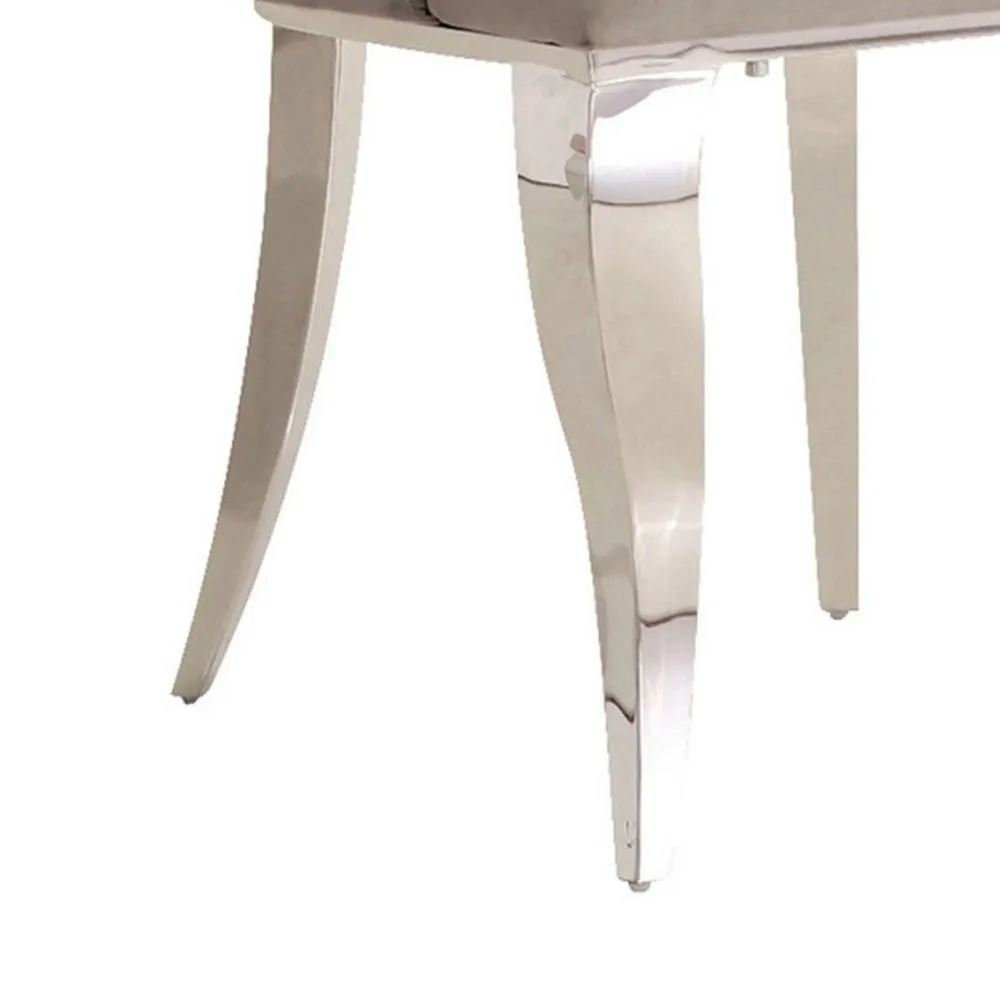22 Inch Set of 2 Dining Chairs, Gray Velvet Upholstery, Sabre Steel Legs By Casagear Home