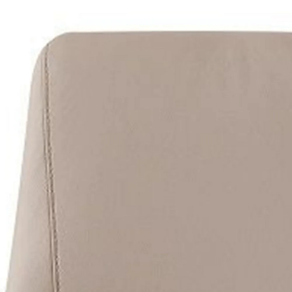 23 Inch Side Dining Chair Set of 2, Khaki Leather Upholstery, Black Legs By Casagear Home