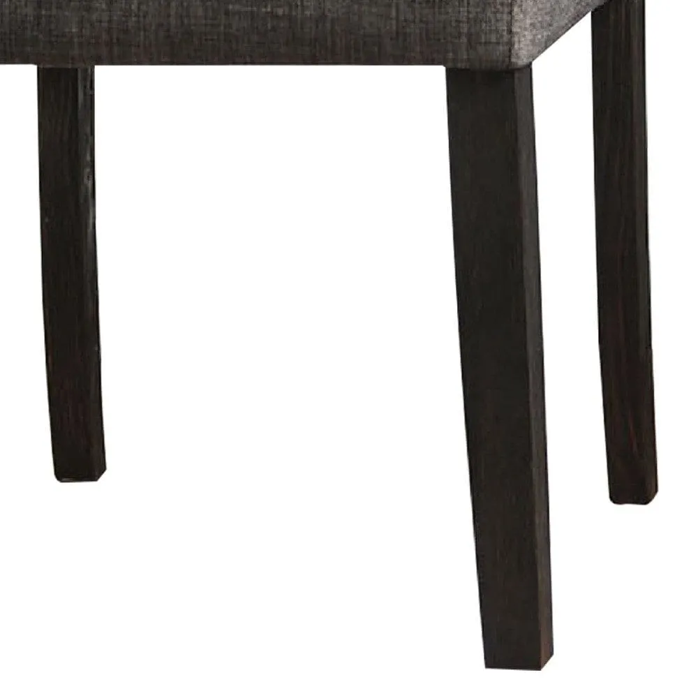 27 Inch Fabric Dining Chair, Button Tufted Rolled Back, Wood, Gray By Casagear Home