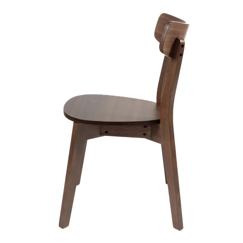 Aby Dining Side Chair, Wooden Round Seat, Open Panel Back, Walnut Brown By Casagear Home