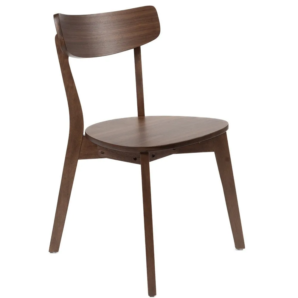 Aby Dining Side Chair, Wooden Round Seat, Open Panel Back, Walnut Brown By Casagear Home