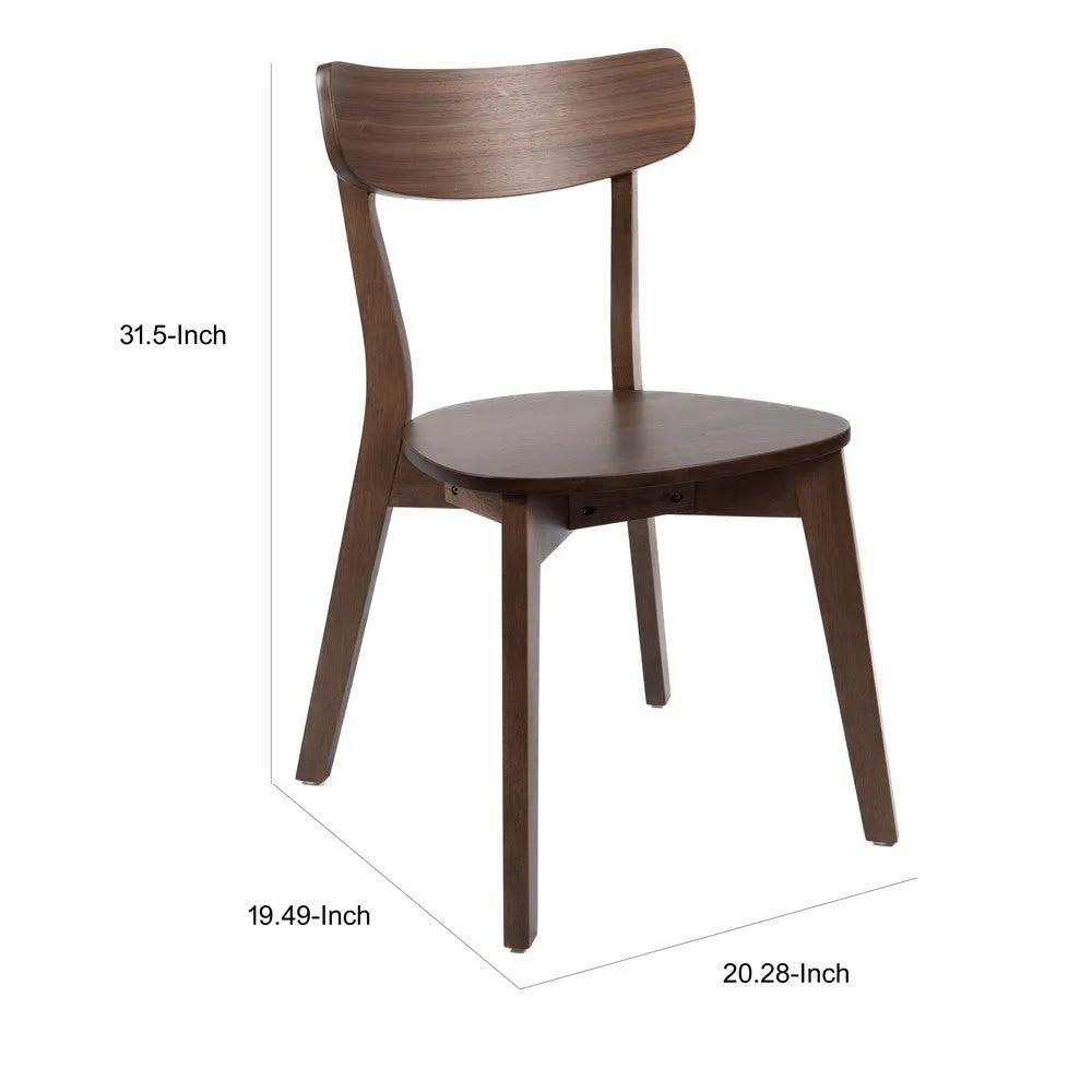 Aby Dining Side Chair, Wooden Round Seat, Open Panel Back, Walnut Brown By Casagear Home