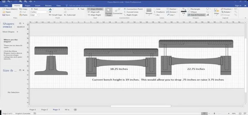 Adjustable Piano Bench Plans Pneumatic Keyboard Padded Seat Build Your Own.