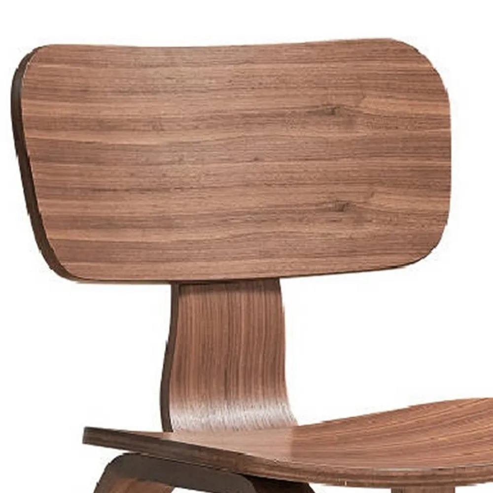 Aon 22 Inch Side Dining Chair Set of 2, Curved Back, Wood, Walnut Brown By Casagear Home