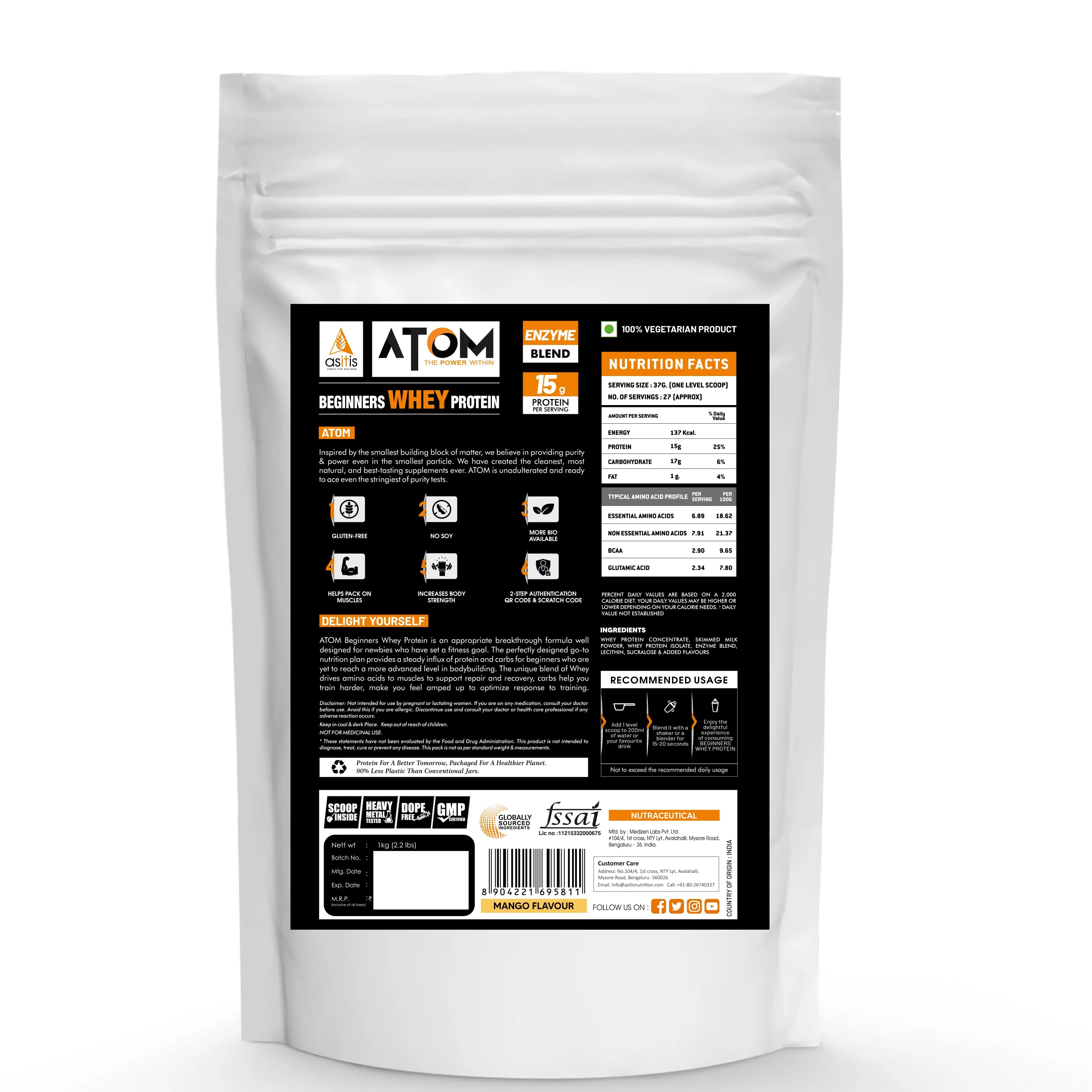 ATOM Beginners Whey Protein | Accelerates Muscle-building | Increases Body Strength
