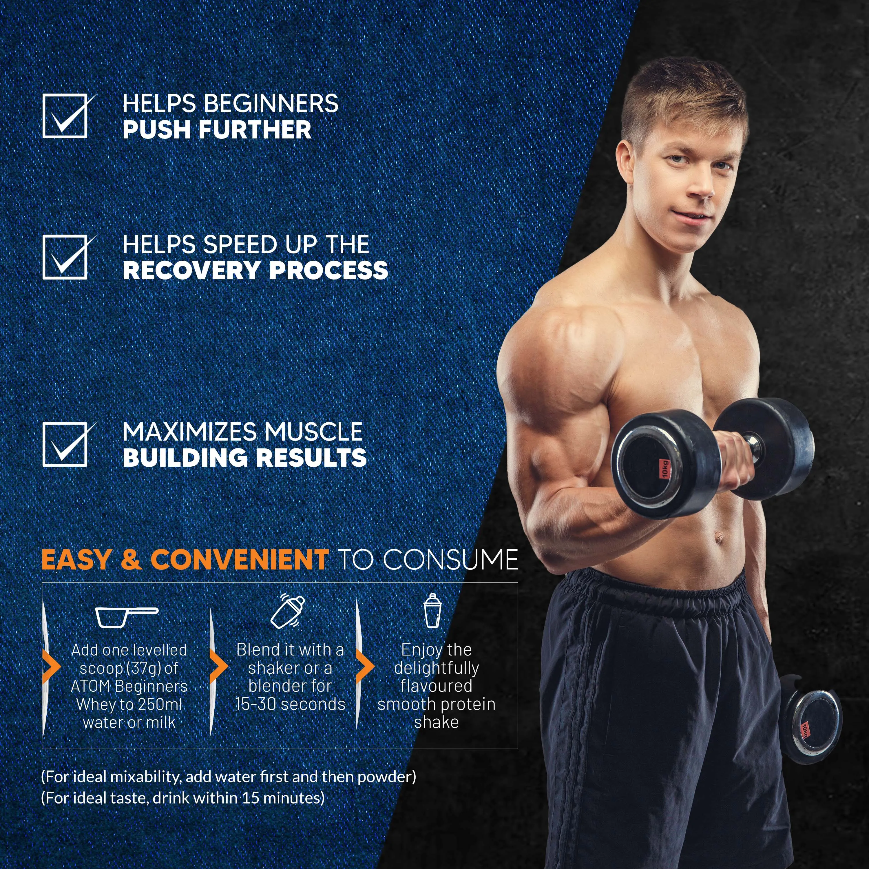 ATOM Beginners Whey Protein | Accelerates Muscle-building | Increases Body Strength