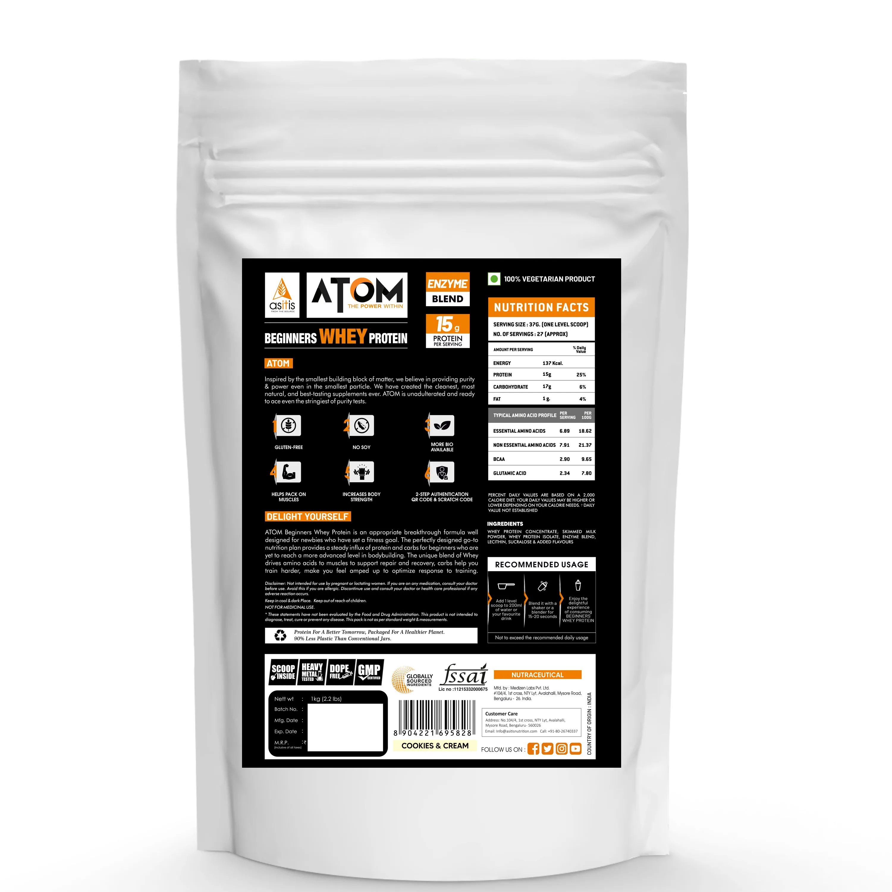 ATOM Beginners Whey Protein | Accelerates Muscle-building | Increases Body Strength