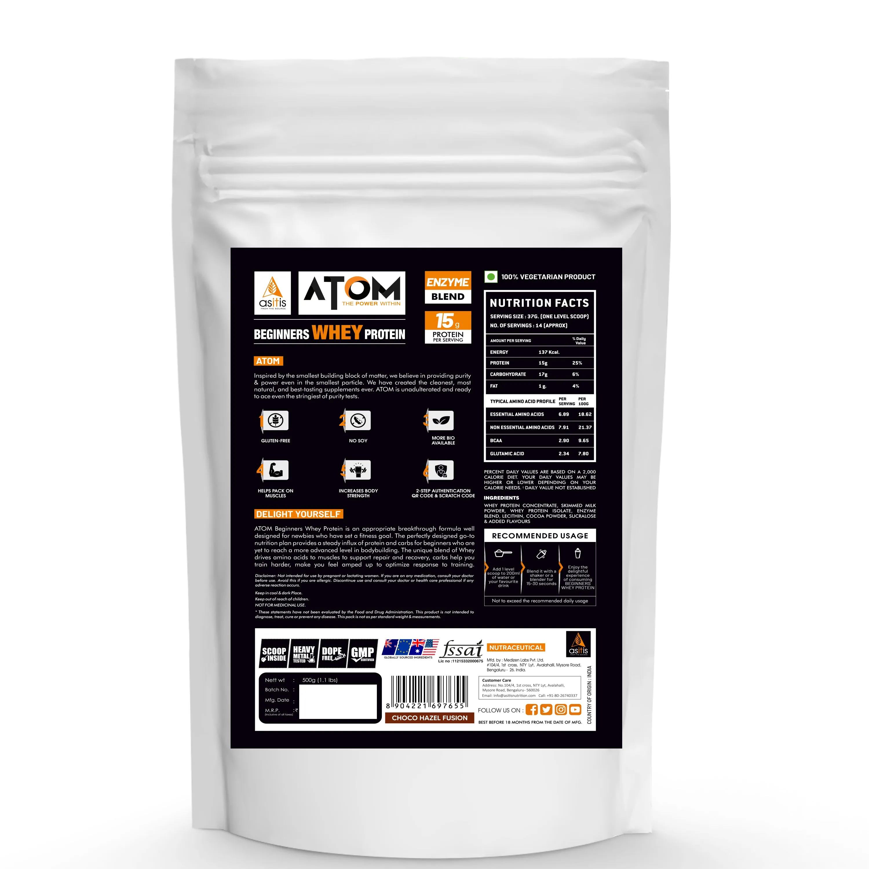 ATOM Beginners Whey Protein | Accelerates Muscle-building | Increases Body Strength