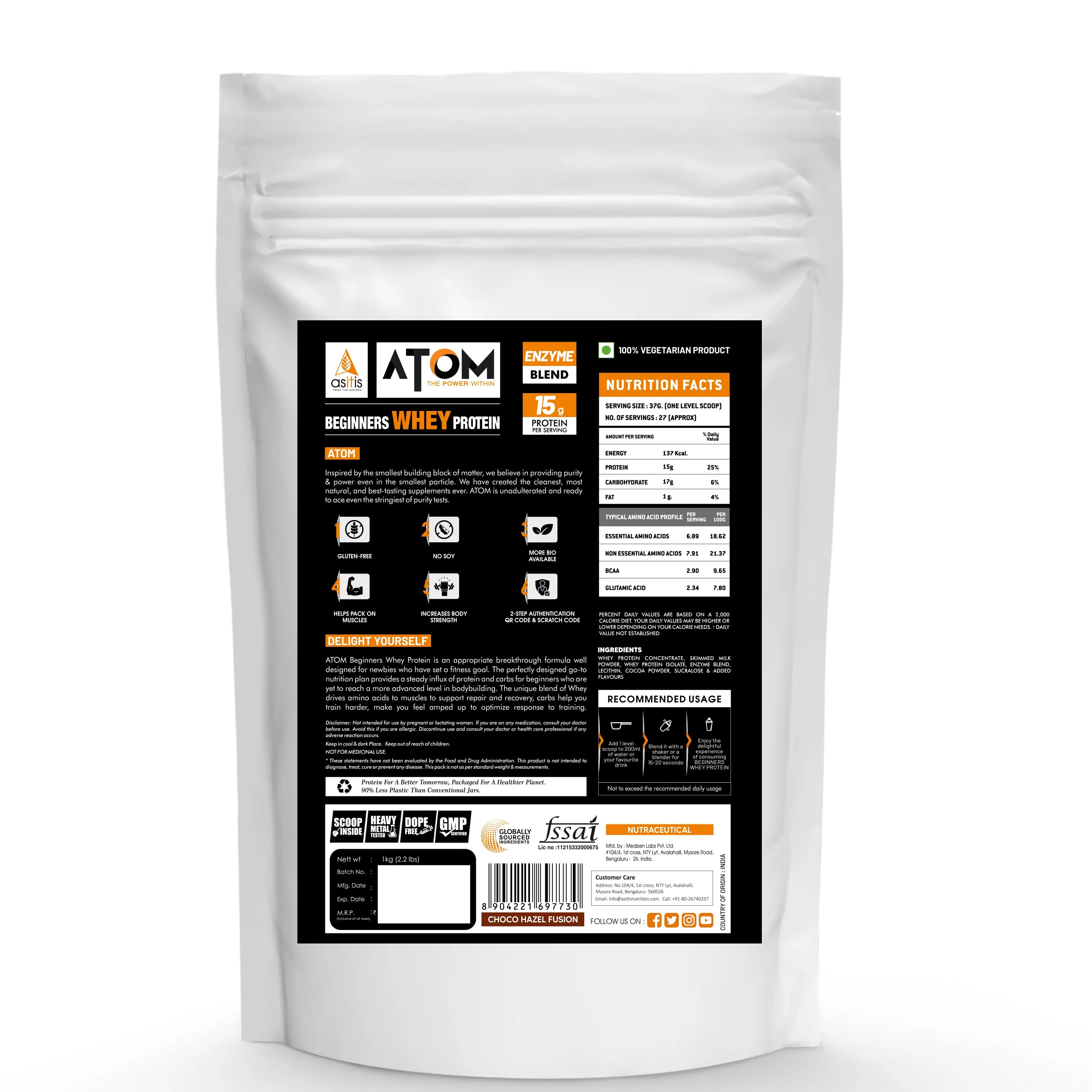 ATOM Beginners Whey Protein | Accelerates Muscle-building | Increases Body Strength