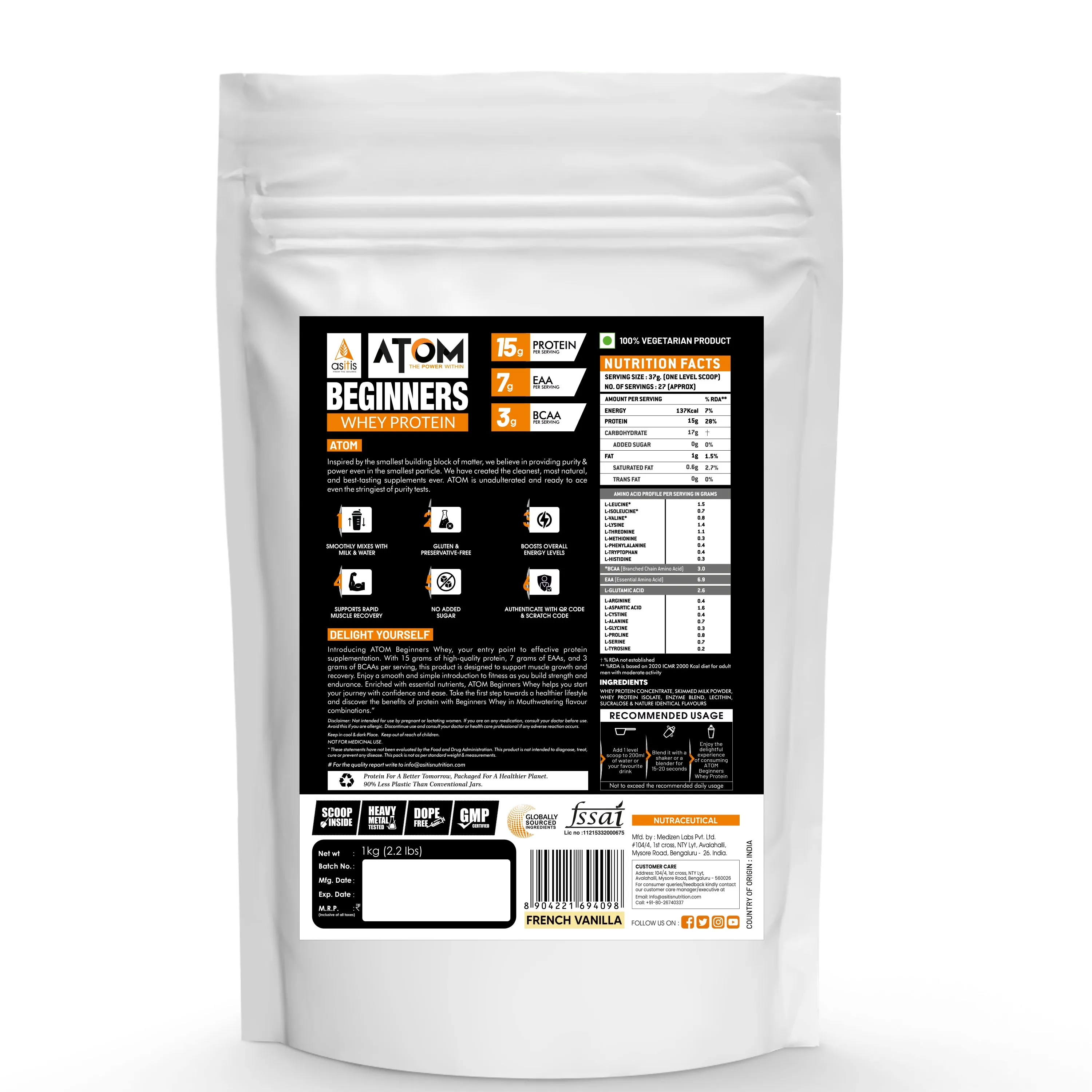 ATOM Beginners Whey Protein | Accelerates Muscle-building | Increases Body Strength