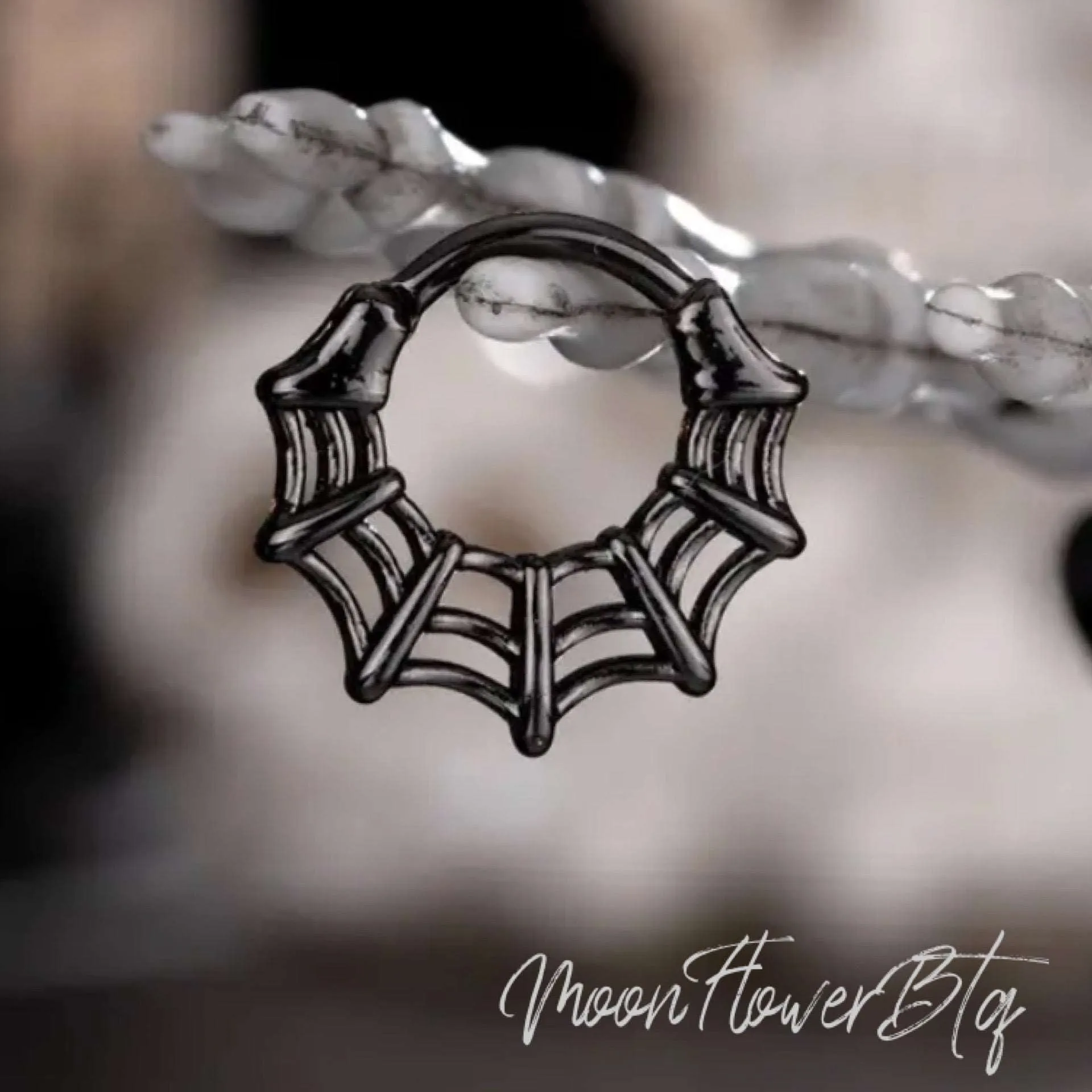 Black Spider Web Septum Clicker Ring