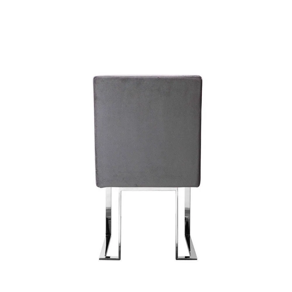 Boly Side Dining Chair Set of 2, Cantilever Base, Gray and Silver By Casagear Home