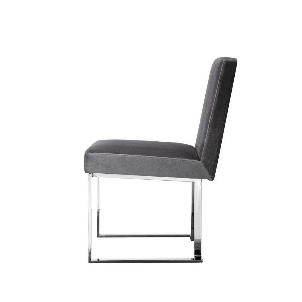 Boly Side Dining Chair Set of 2, Cantilever Base, Gray and Silver By Casagear Home