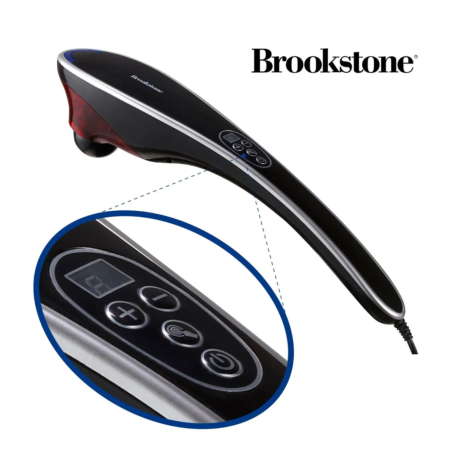 Brookstone Handheld Dual Head Percussion Massager with Five Interchangeable Heads