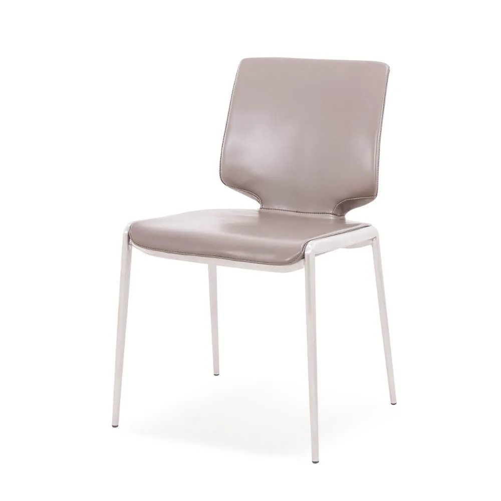 Cid Fiji Stackable Dining Chair Set of 2 Gray Faux Leather By Casagear Home