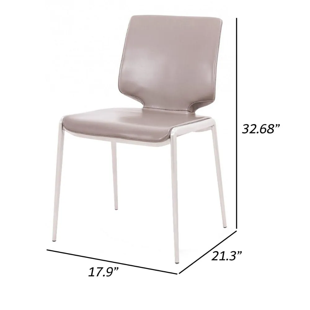Cid Fiji Stackable Dining Chair Set of 2 Gray Faux Leather By Casagear Home
