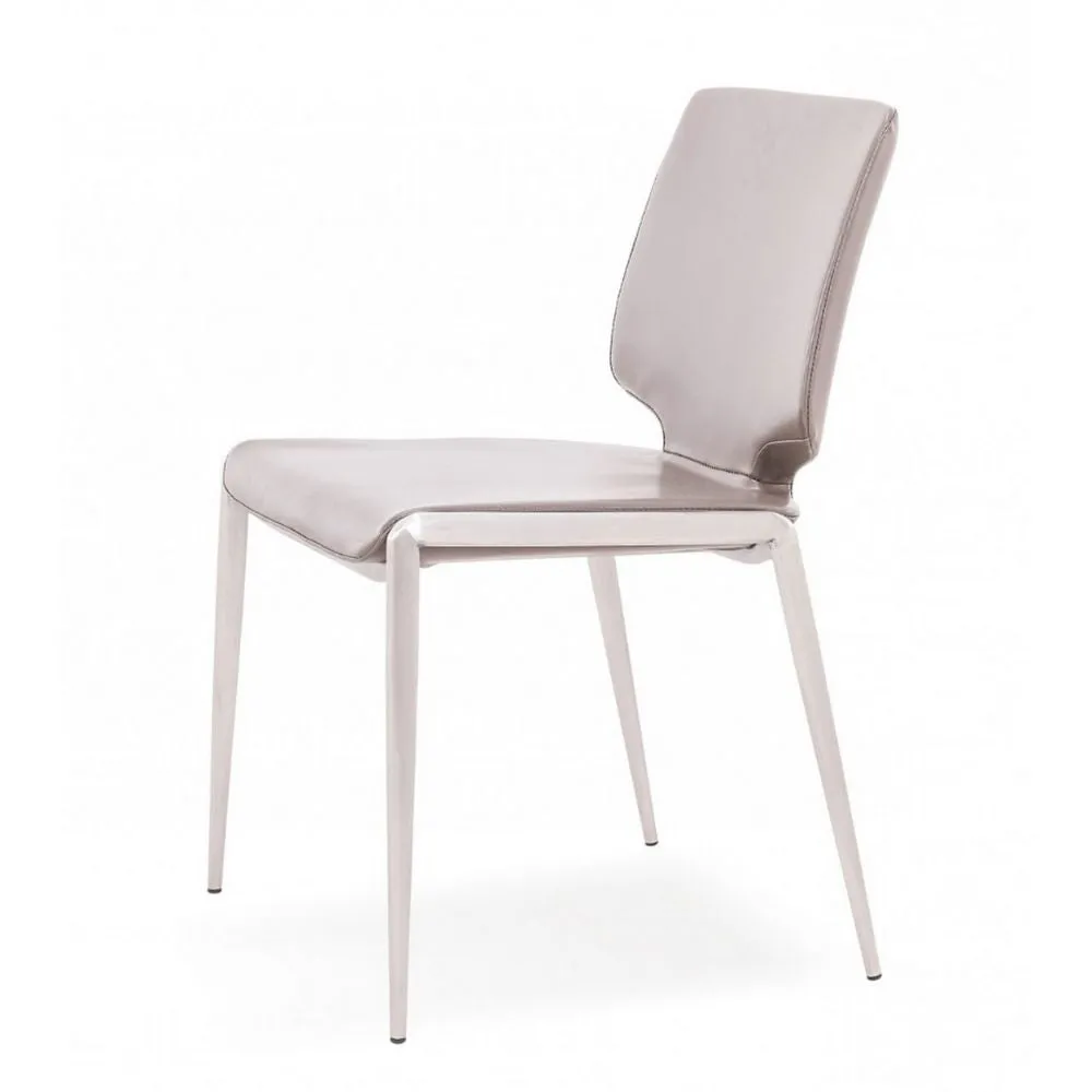 Cid Fiji Stackable Dining Chair Set of 2 Gray Faux Leather By Casagear Home
