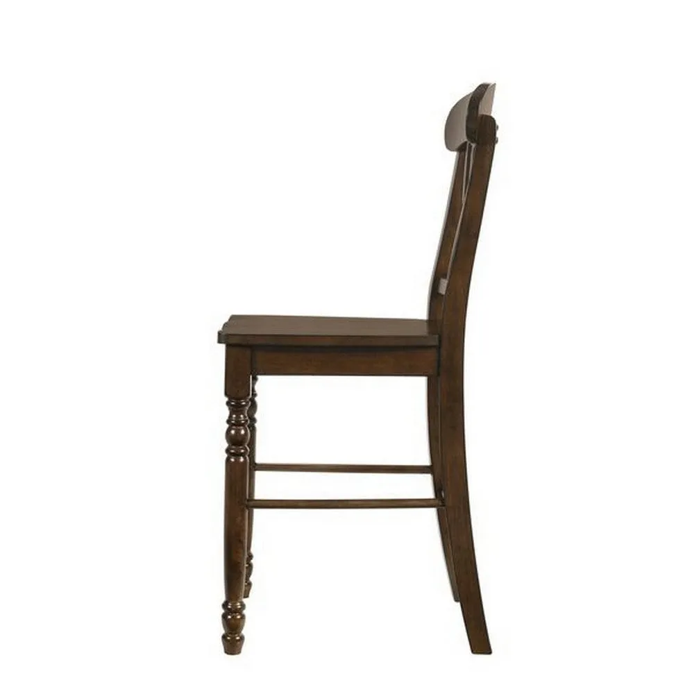 Counter Height Chair with Overlapping X Back, Set of 2, Brown By Casagear Home