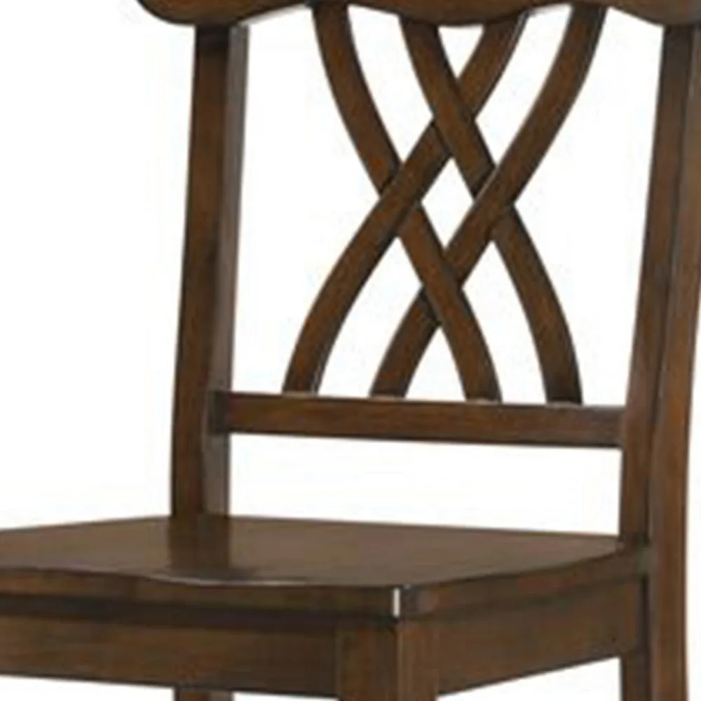 Counter Height Chair with Overlapping X Back, Set of 2, Brown By Casagear Home