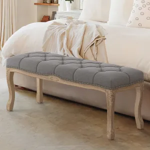 cozy Dycanpo 45.2"L x 18.3"H French Bedroom Bench Seat Linen Upholstered, Beige