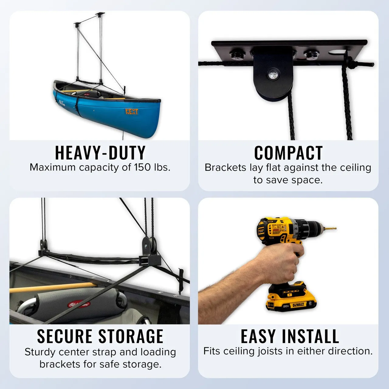 Essential SUP & Surfboard Garage Ceiling Storage Hoist | 2-Pack