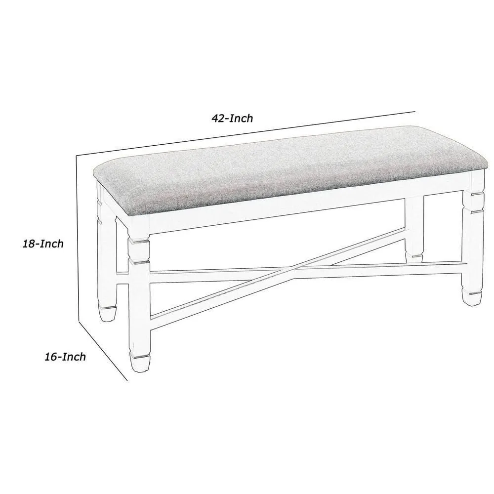 Fabric Dining Bench with Turned Legs and X Shaped Support, Beige and Black By Casagear Home