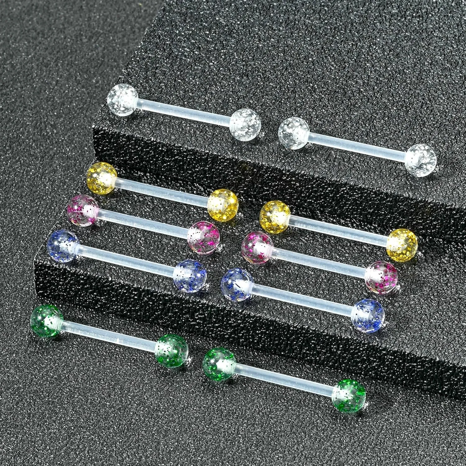 FECTAS 14G Plastic Nipple Rings for Surgery Plastic Tongue Rings Bioflex Flexible Acrylic Piercing Retainer 5 Pairs 16mm