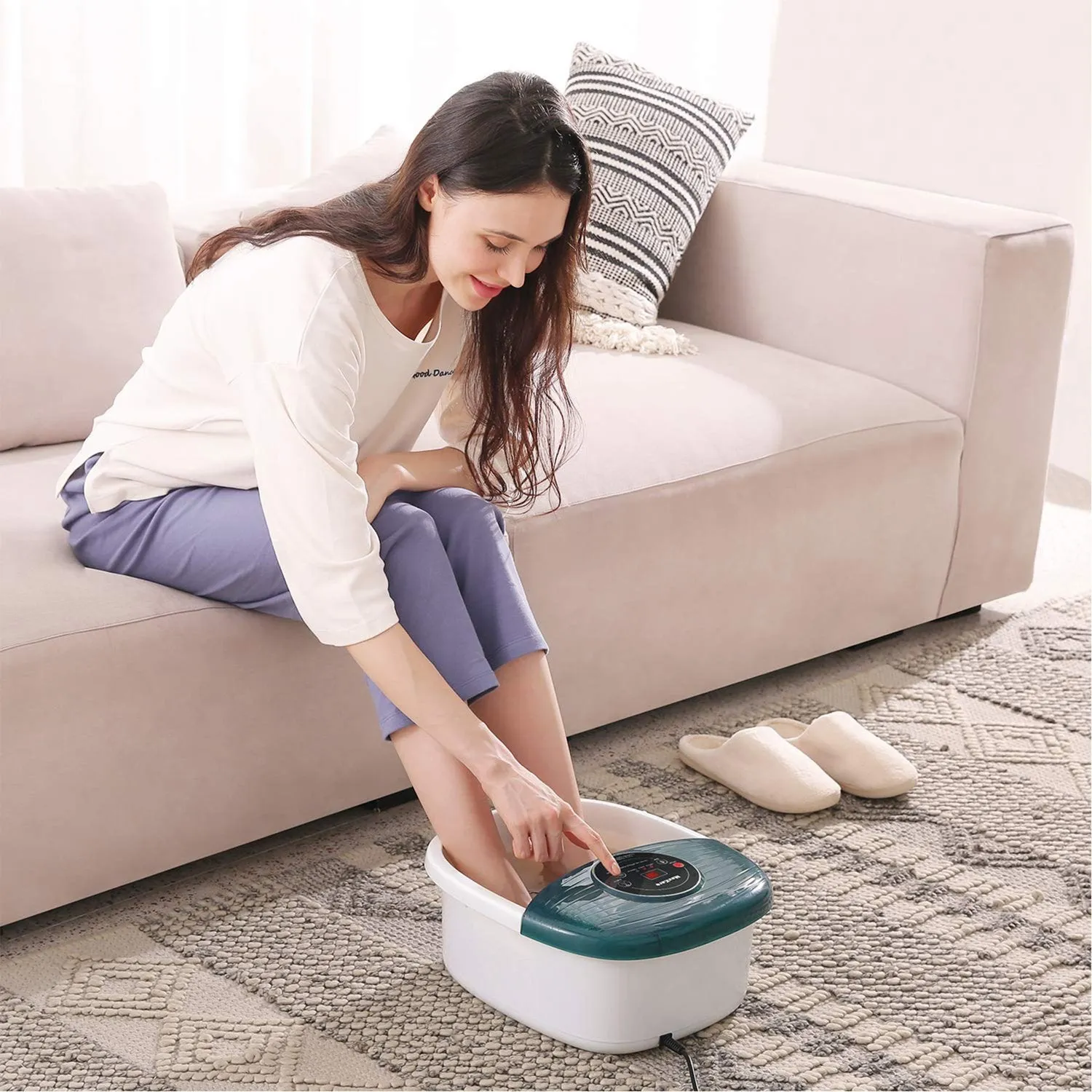 Foot Spa/Bath Massager with Heat, Bubbles, and Vibration, Digital Temperature Control, 16 Masssage Rollers with Mini Detachable Massage Points, Soothe and Comfort Feet