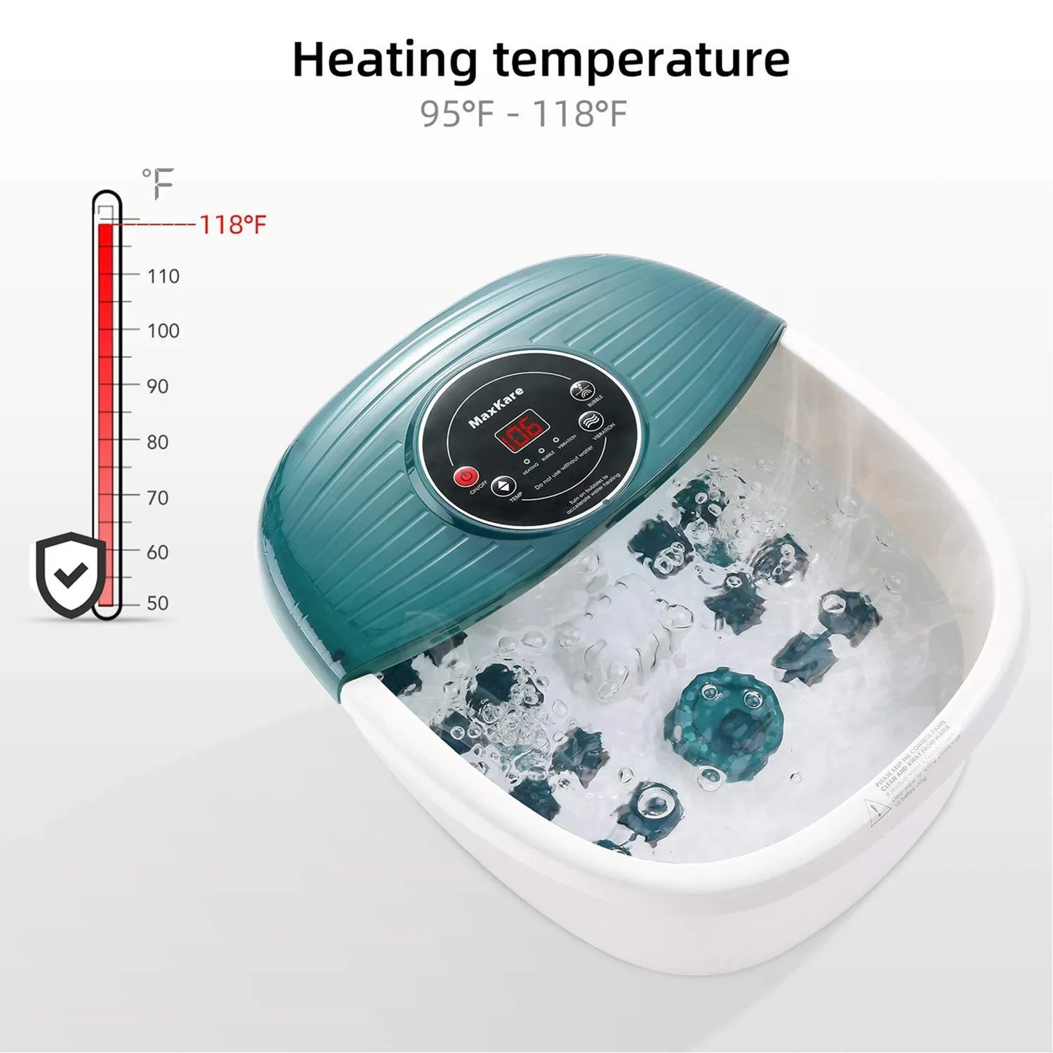 Foot Spa/Bath Massager with Heat, Bubbles, and Vibration, Digital Temperature Control, 16 Masssage Rollers with Mini Detachable Massage Points, Soothe and Comfort Feet