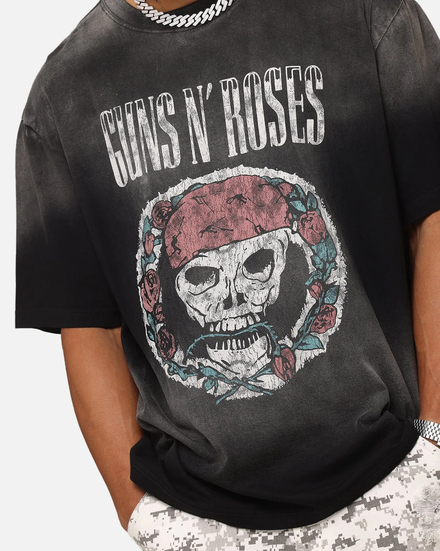 Guns N Roses LA Roses Vintage T-Shirt Washed Black