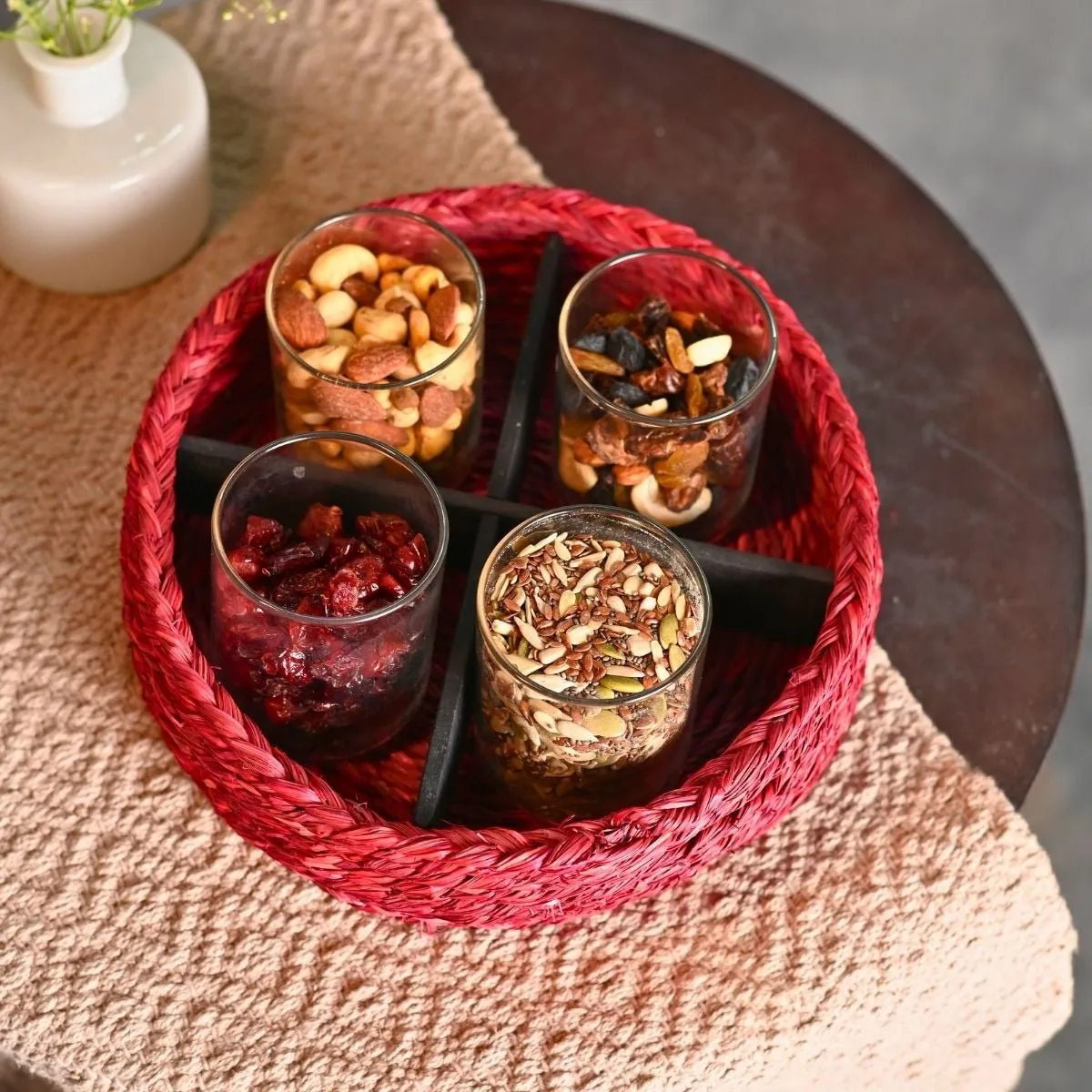 Handmade Sabai Grass Jewellery Box - Red