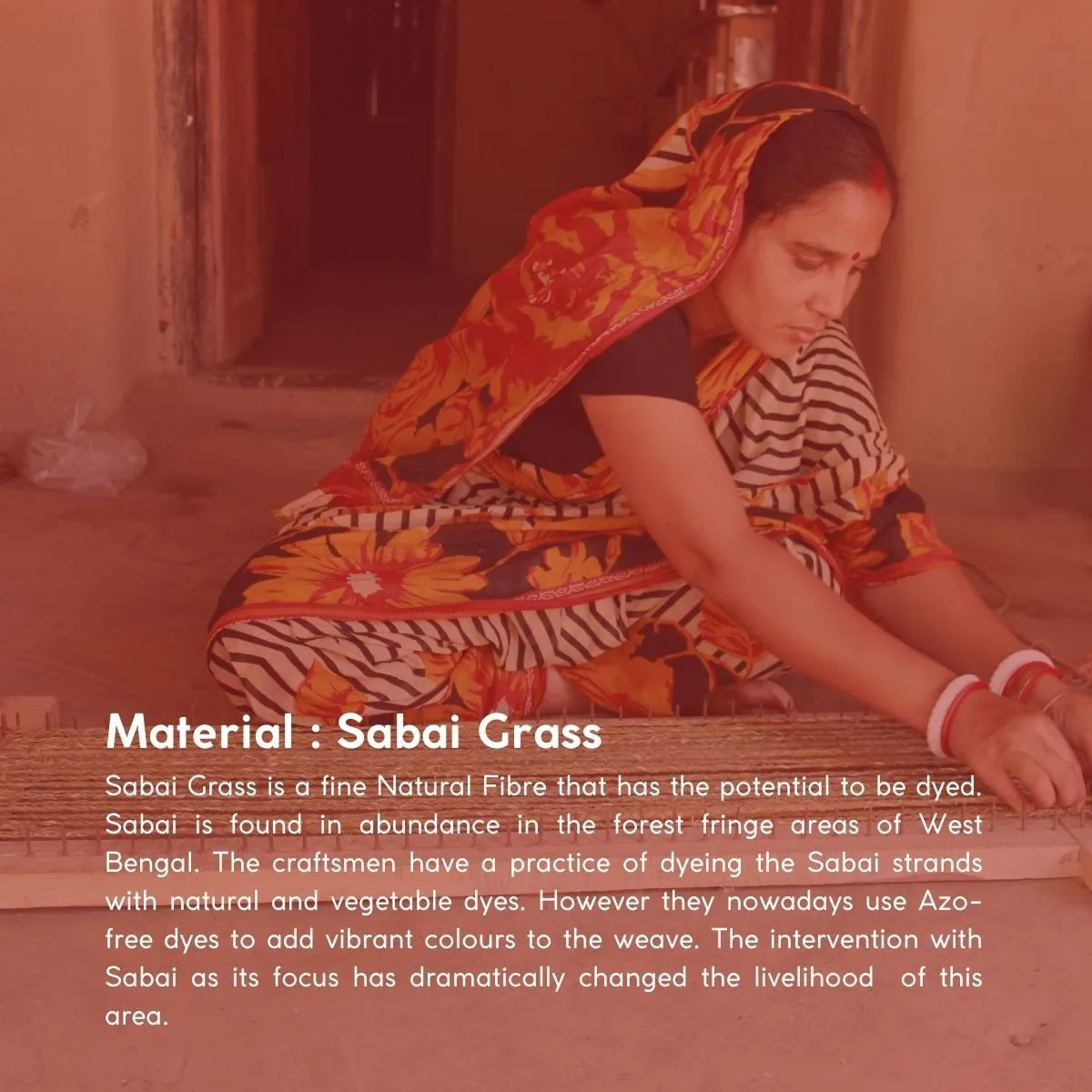 Handmade Sabai Grass Jewellery Box - Red