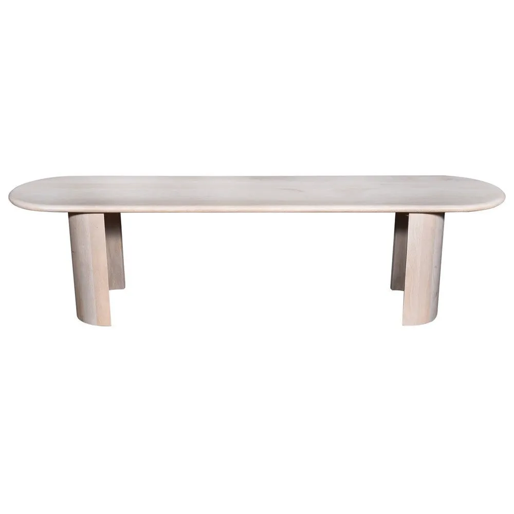 Hedy Dining Bench, 70 Inch Oblong Top, White Mango Wood, Curved Panel Legs By Casagear Home